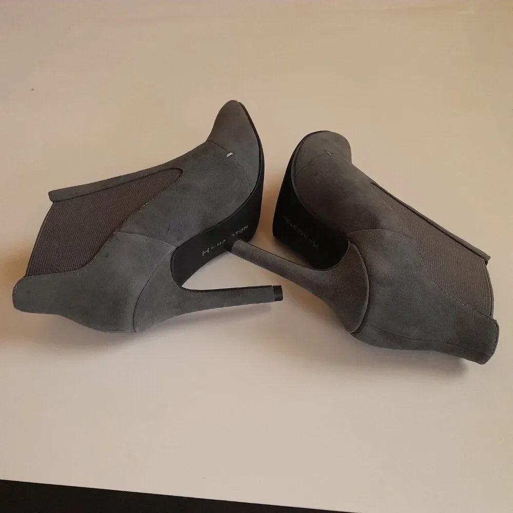 H by Halston Regina Women’s Gray Pointed Toe Stiletto Heel Ankle Booties Size 5M